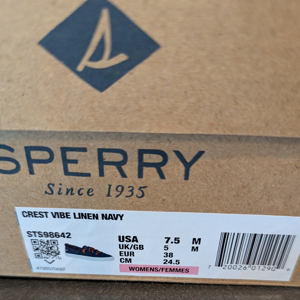 SPERRY | Women's Navy Canvas Crest Vibe Sneakers  Sz 7.5 - Picture 4 of 6